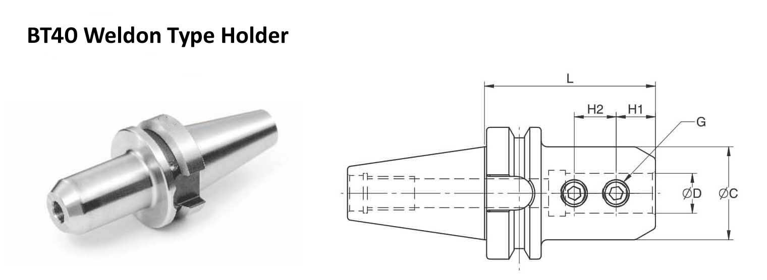 BT40 Weldon Type Holder (Inches)